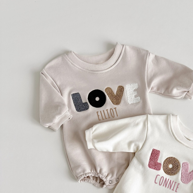 Personalized Kids Cozy LOVE Sweatshirt Romper | inRomper13
