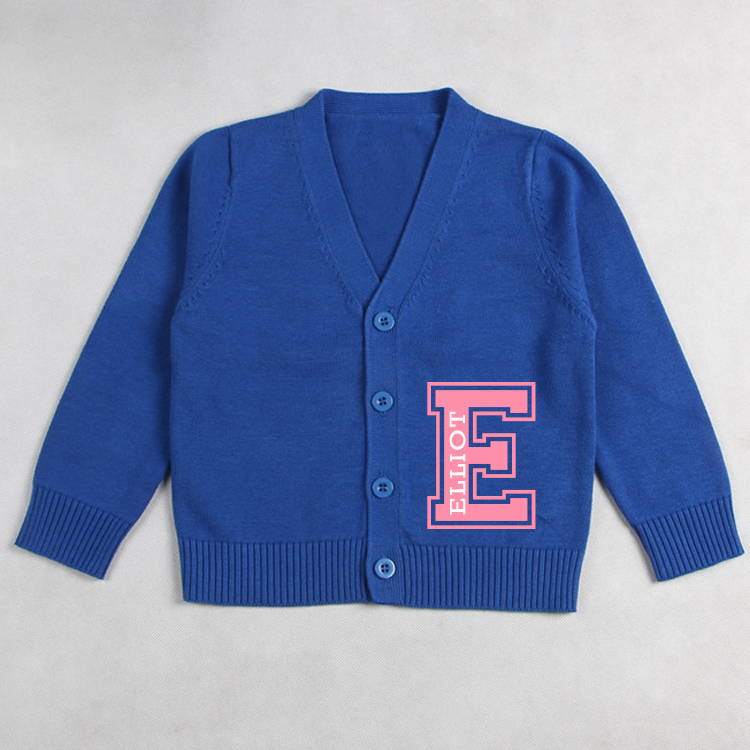 Personalized Color Kids Button Cardigan | inSweater06