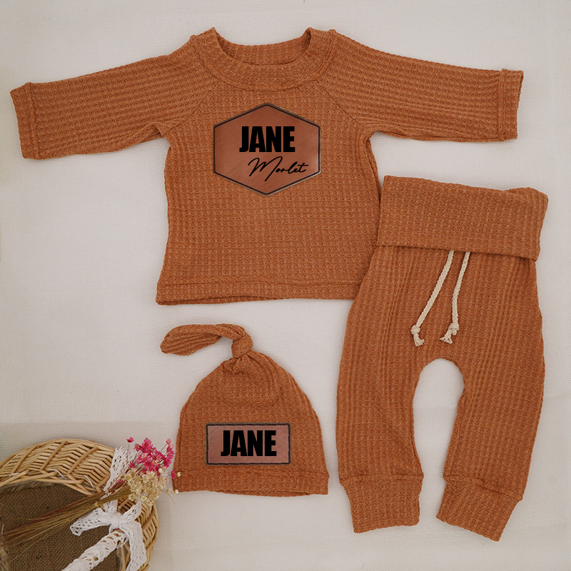 Personalized Baby Cozy Waffle Knit Pajama Set | inSet39