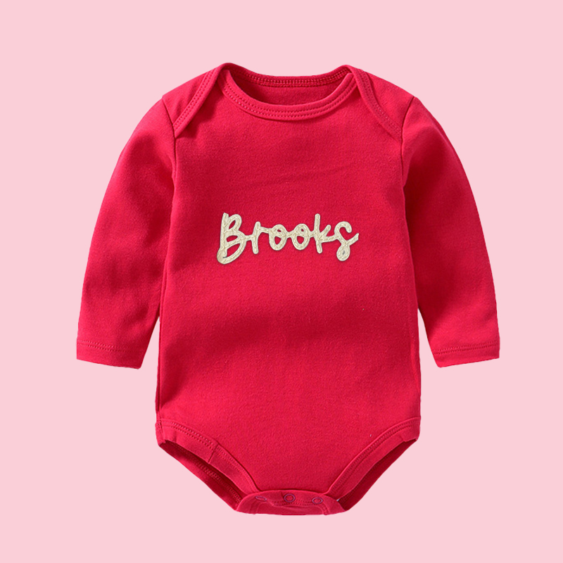 Personalized Hand-Embroidered Baby Cozy Soft Romper | inRomper21