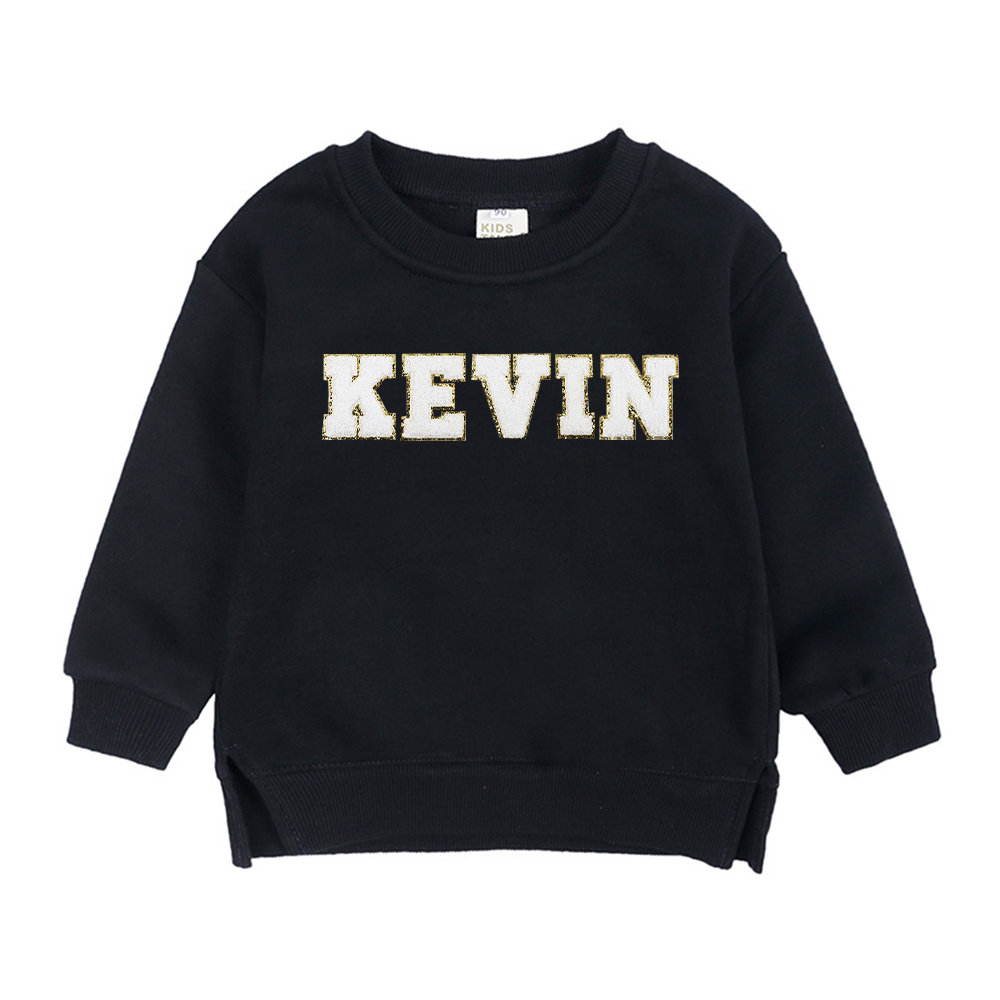 Personalized Kid Chenille Patch Name Crewneck Sweatshirt | insweatshirt57