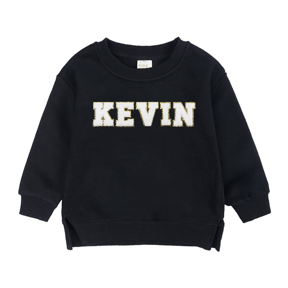 Personalized Kid Chenille Patch Name Crewneck Sweatshirt | insweatshirt57