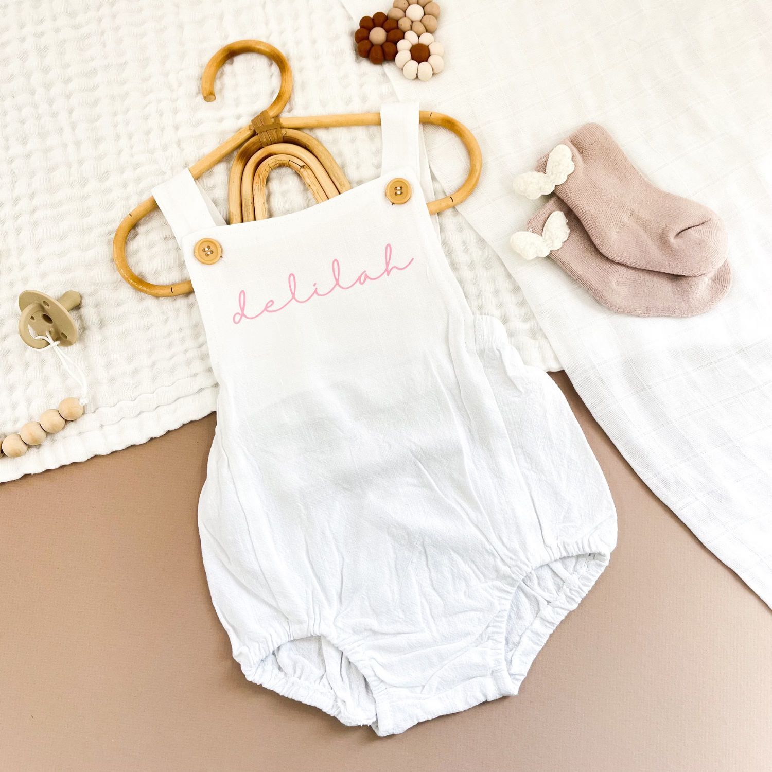 Personalized Embroidery Baby Suspender Triangle Jumpsuit Romper | inRomper25