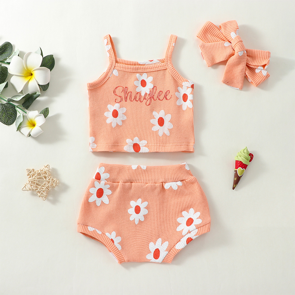Personalized Embroidery Baby Cozy Soft Flower Design Outfit | inRomper26