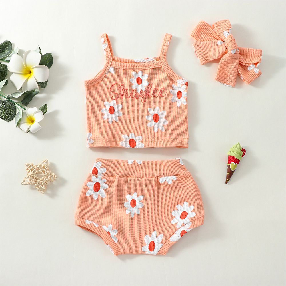 Personalized Embroidery Baby Cozy Soft Flower Design Outfit | inRomper26