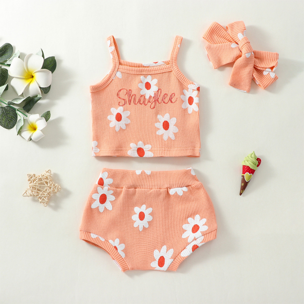 Personalized Embroidery Baby Cozy Soft Flower Design Outfit | inRomper26