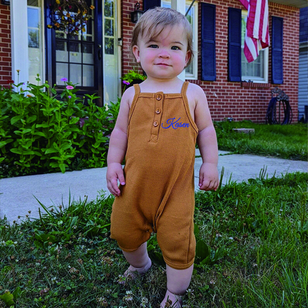 Personalized Embroidery Waffle Baby Cozy Soft Summer Romper | inRomper28