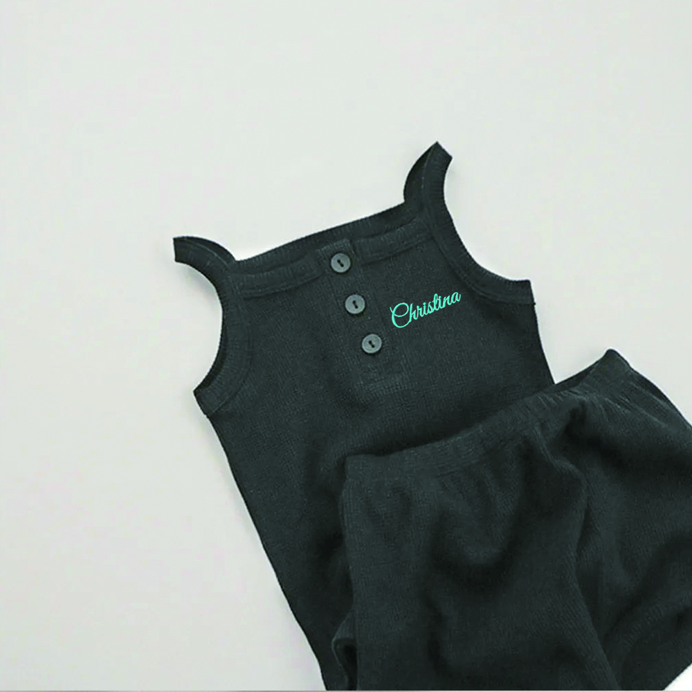 Personalized Embroidery Waffle Baby Cozy Soft Summer Romper | inRomper28