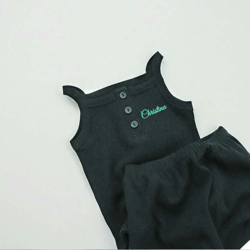 Personalized Embroidery Waffle Baby Cozy Soft Summer Romper | inRomper28