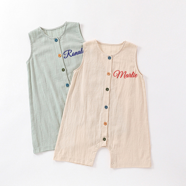 Personalized Embroidery Baby Cotton Muslin Romper | inRomper29