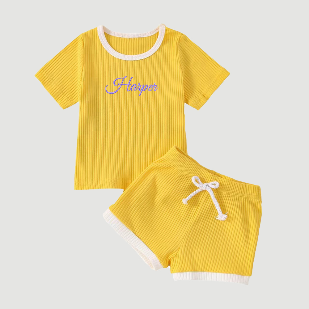 Personalized Embroidery Baby Cotton Cozy Soft Colourful Outfit Set | inSet45