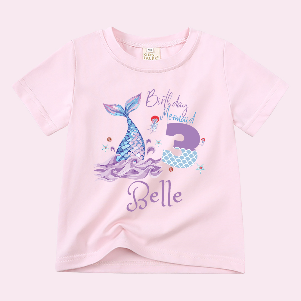 Personalized Girls Lovely Mermaid Birthday T-Shirt | inTee15