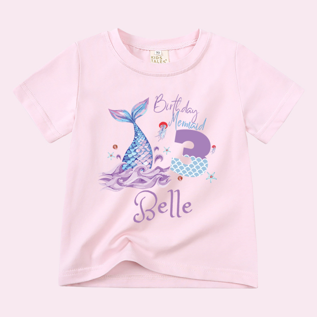 Personalized Girls Lovely Mermaid Birthday T-Shirt | inTee15