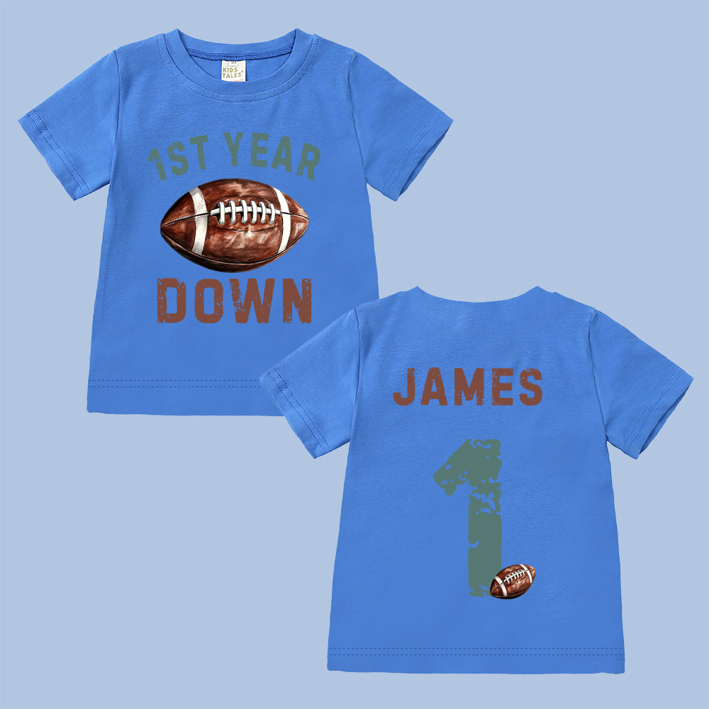 Personalized First Year Down Football Birthday T-Shirt | inBirth20