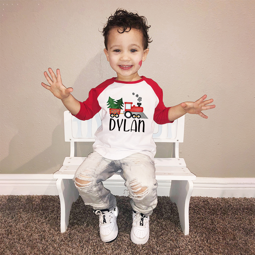 Personalized Kid Cozy Christmas Train Sweatshirt | inSweatshirt86