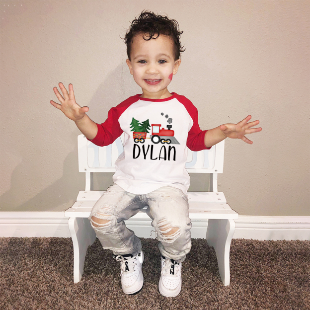 Personalized Kid Cozy Christmas Train Sweatshirt | inSweatshirt86