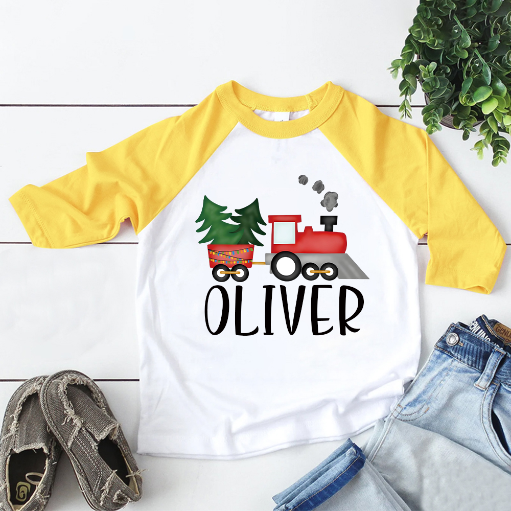Personalized Kid Cozy Christmas Train Sweatshirt | inSweatshirt86