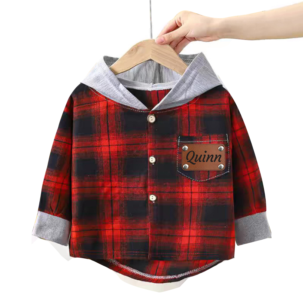 Personalized Kids' Plaid Hooded Shirt Jacket | inJacket44