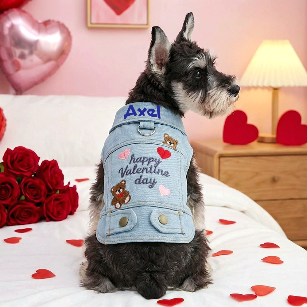 Personalized Pet Valentine’s Day Denim Jacket | inCloth06