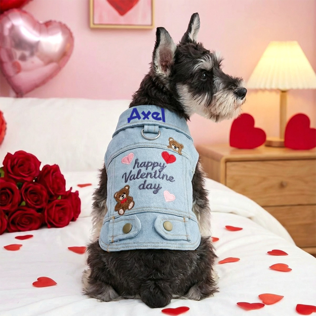 Personalized Pet Valentine’s Day Denim Jacket | inCloth06