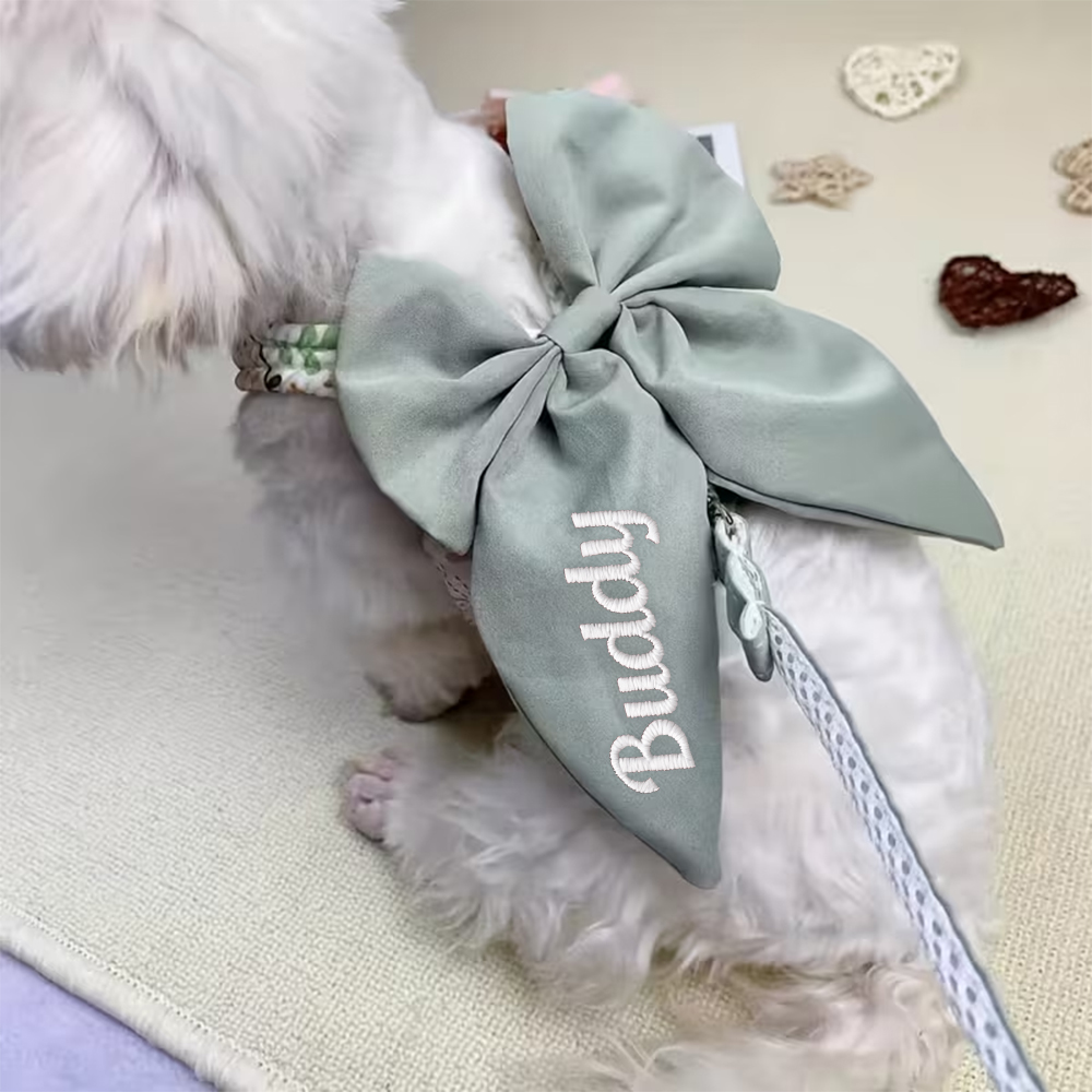 Personalized Embroidered Name Pet Floral Harness | inAccs08
