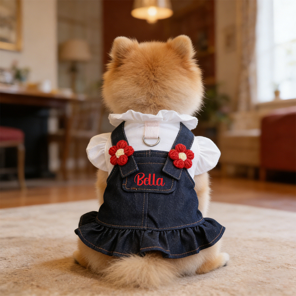 Personalized Pet Denim Pet Overalls | inCloth18
