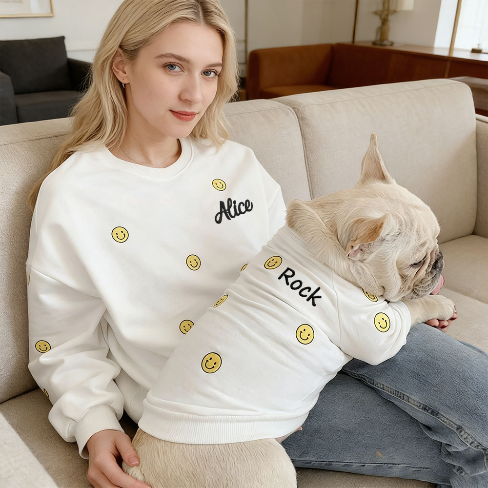Personalized Embroidered Name Mom and Dog Matching Sweatshirts | inCloth28