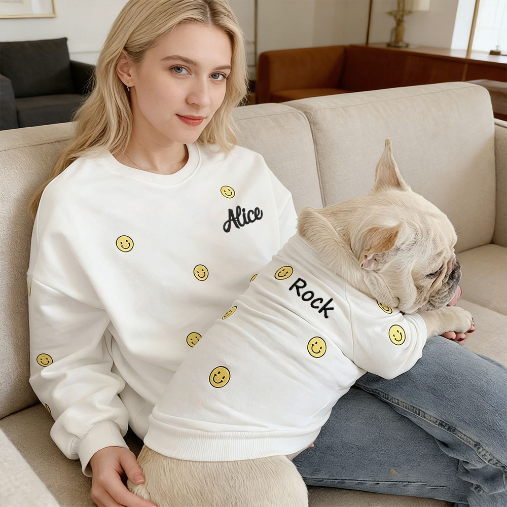 Personalized Embroidered Name Mom and Dog Matching Sweatshirts | inCloth28