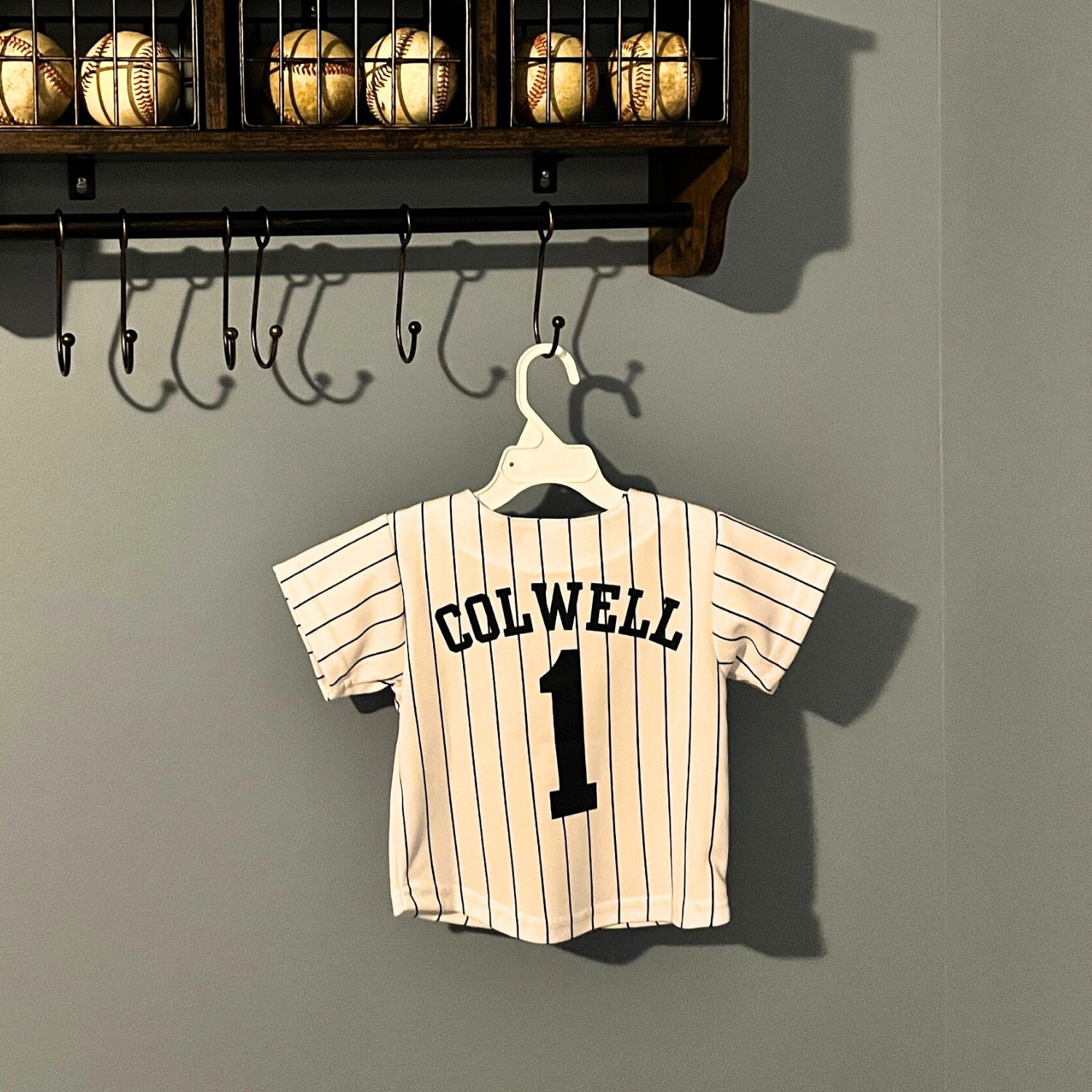 Personalized Pinstripe Button Down Baseball Jersey | CWBaby72