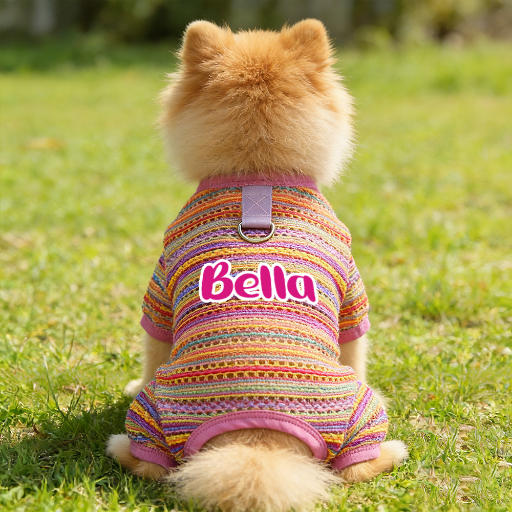 Personalized Name Striped Dog Jumpsuit | inCloth47