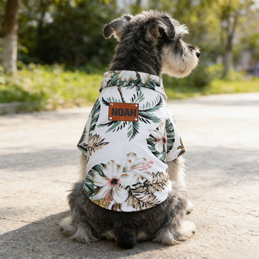 Personalized Leather Patch Name Hawaiian Pet T-shirt | inCloth57