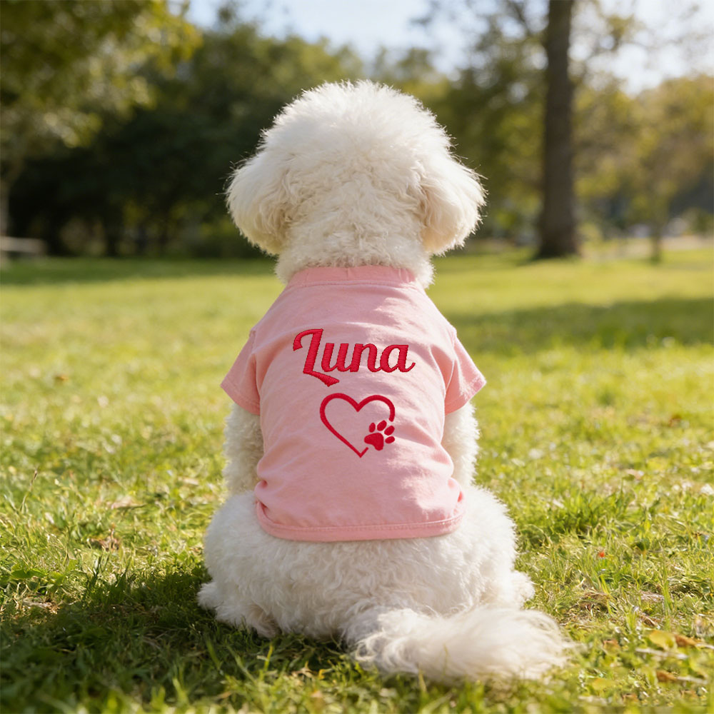 Personalized Embroidered Name Pet Summer T-Shirt | inCloth75