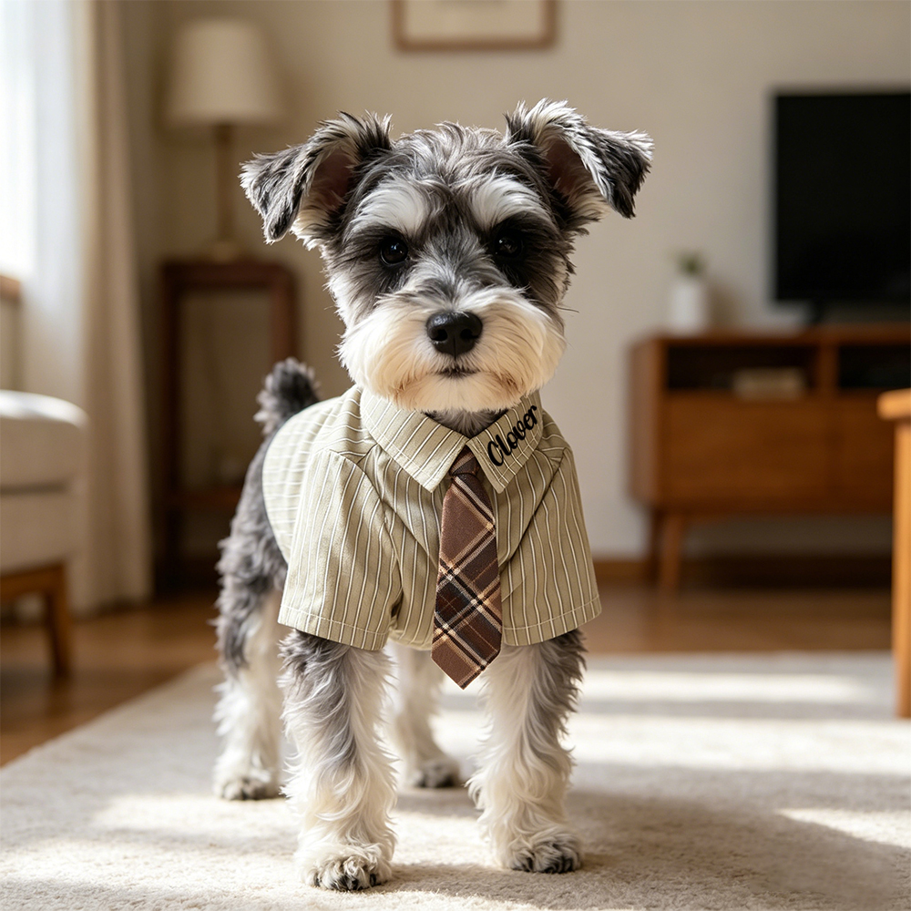 Personalized Name Striped Dog Shirt With Tie  | inCloth98