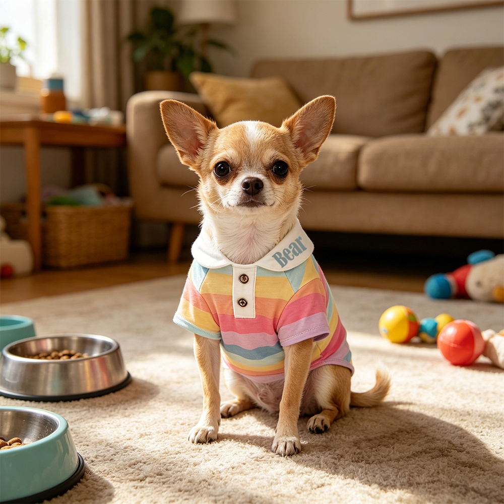 Personalized Pet Rainbow Striped Polo Shirt | inCloth106