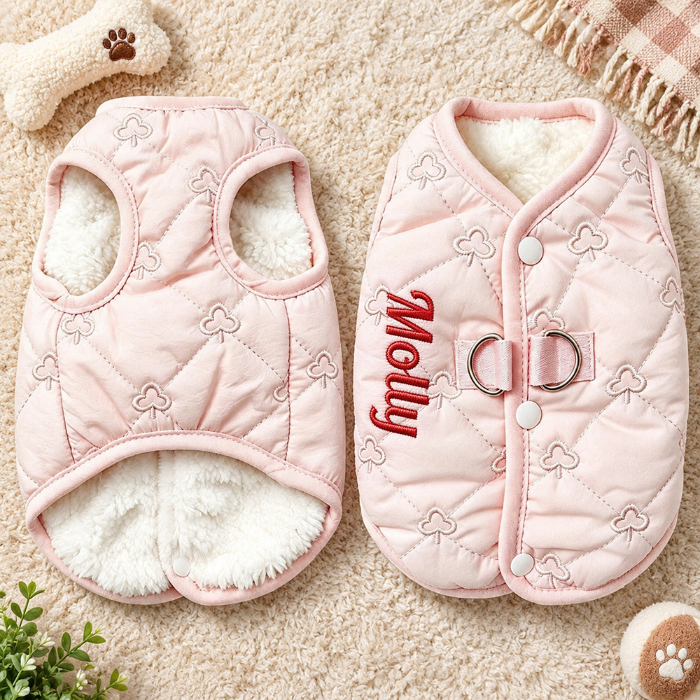 Personalized Embroidered Name Quilted Warm Pet Vest | incloth133