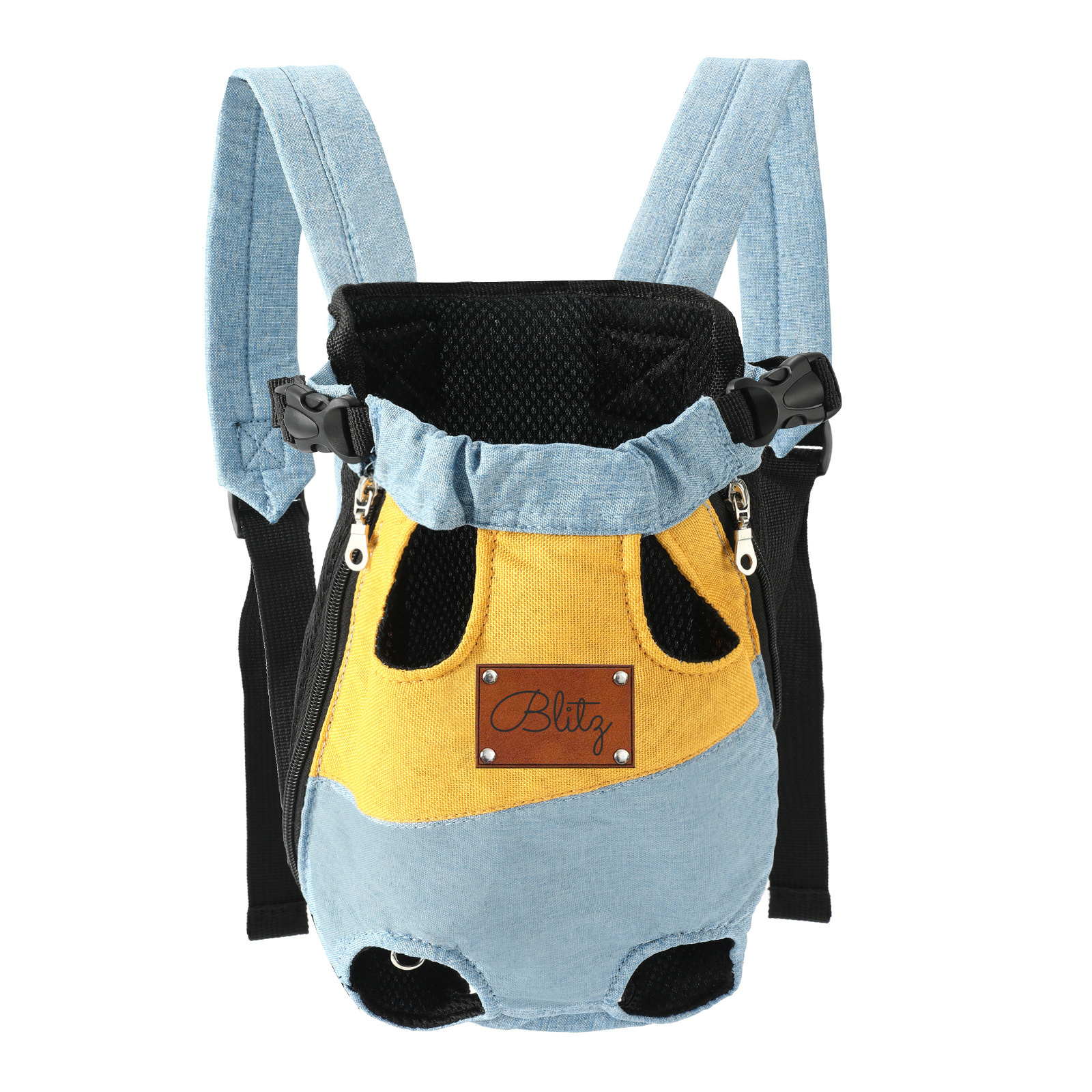 Personalized Leather Patch Name Pet Carrier Backpack | KKPet177
