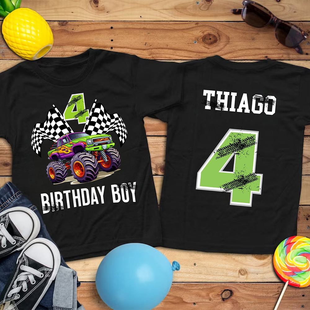 Personalized Monster Truck Name Birthday T-Shirt | inBirth27