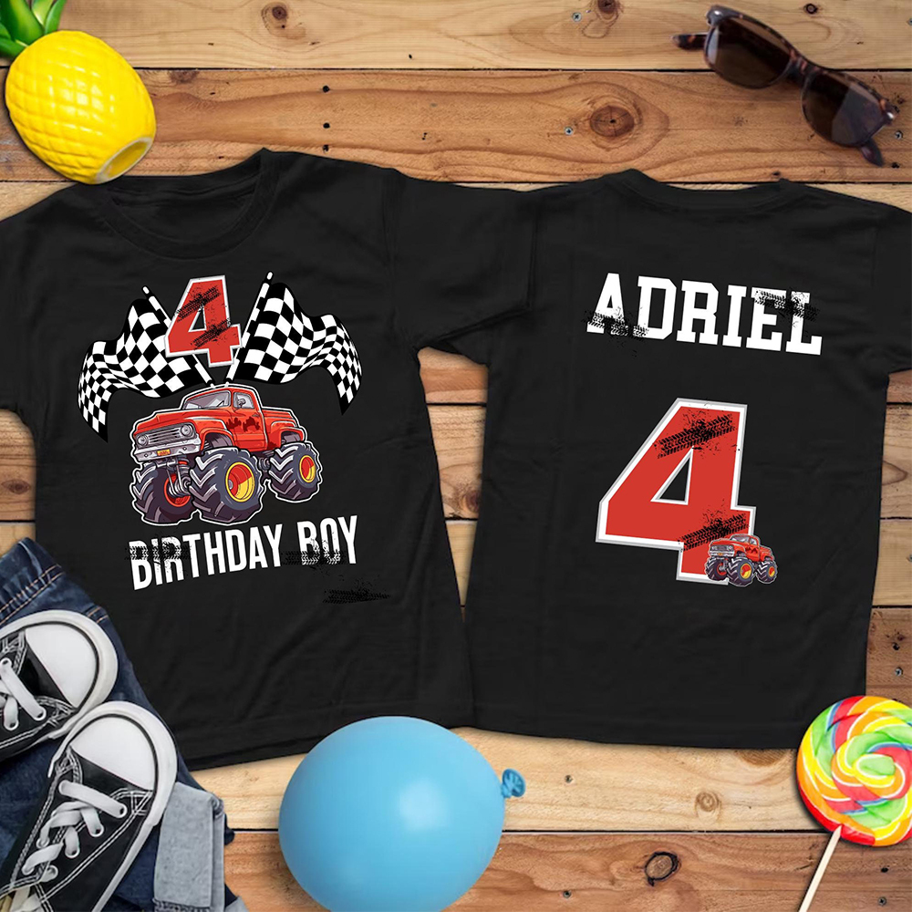 Personalized Monster Truck Name Birthday T-Shirt | inBirth27
