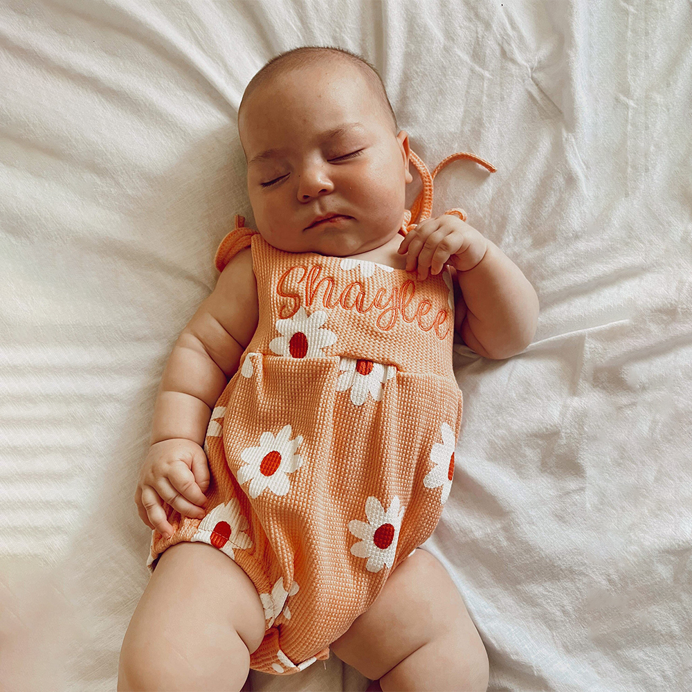 Personalized Embroidery Baby Cozy Soft Flower Design Outfit | inRomper26
