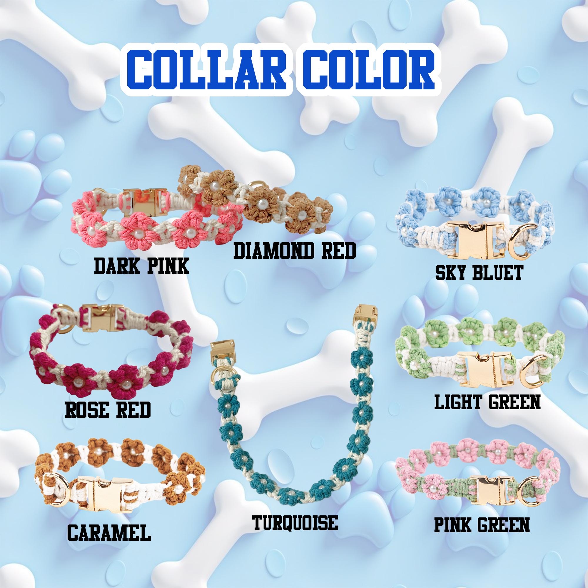 Personalized Engraved Name Woven Flower Pet Collar | KKPet450