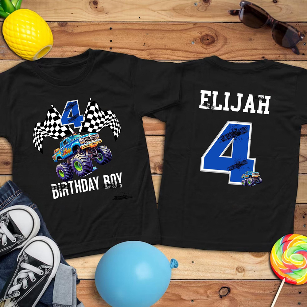 Personalized Monster Truck Name Birthday T-Shirt | inBirth27