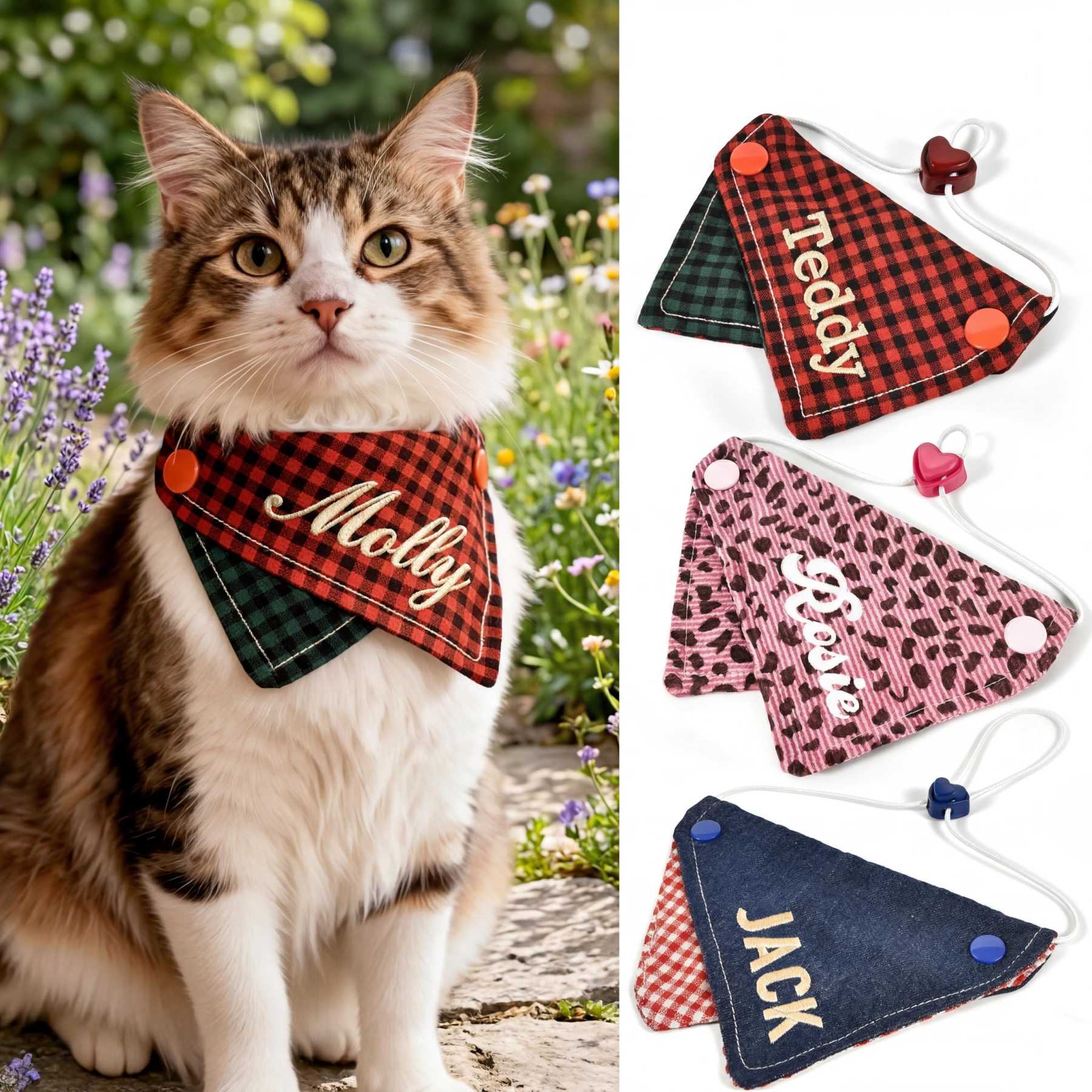 Personalized Embroidered Name Pet Bandana | inAccs51