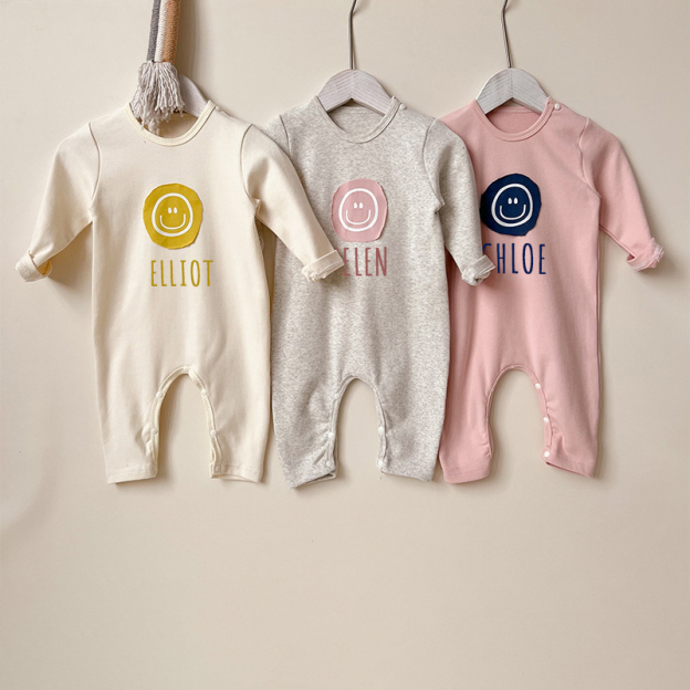 Personalized Kids Cozy Smile Face Sweatshirt Romper | inRomper12