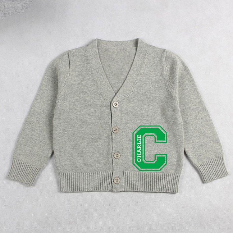 Personalized Color Kids Button Cardigan | inSweater06
