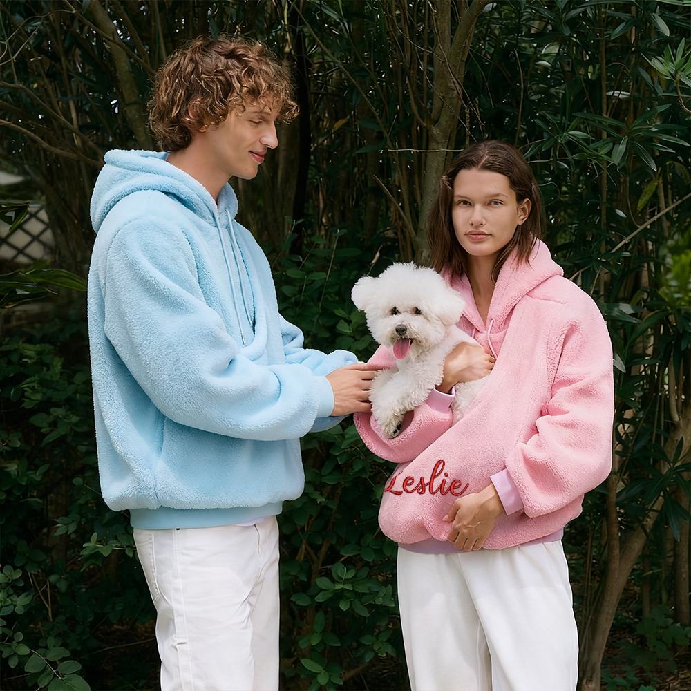 Personalized Embroidered Name Cozy Pet Carrier Fleece Hoodie | KKCloth330