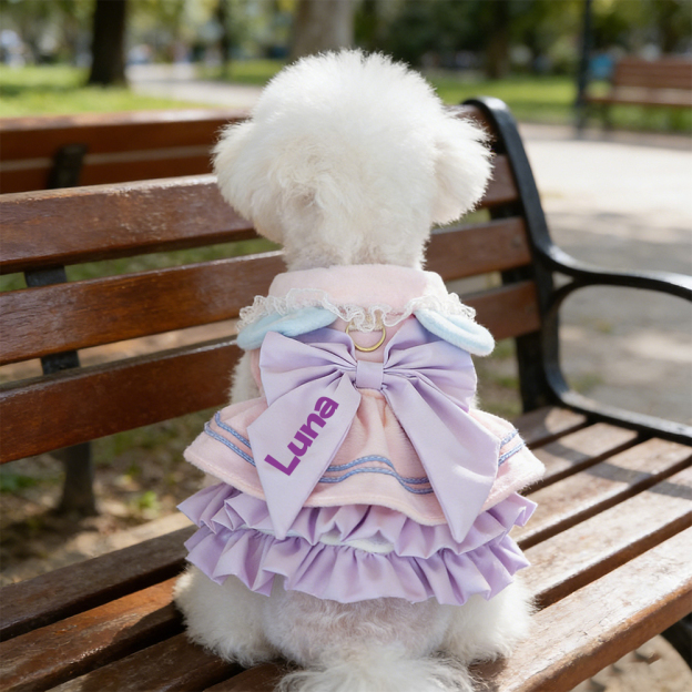 Personalized Name Pet Bowknot Dress | KKPet439