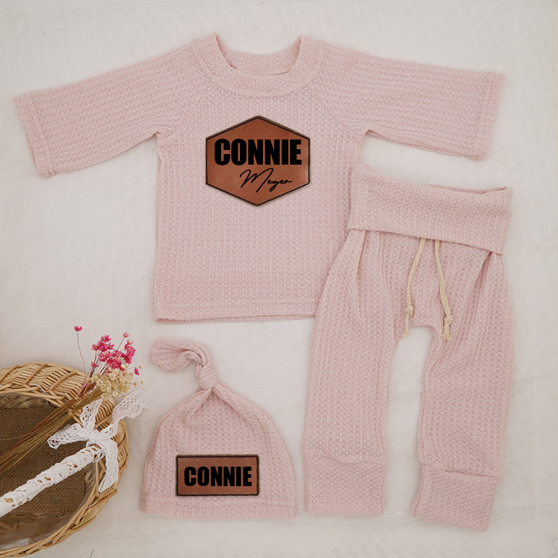 Personalized Baby Cozy Waffle Knit Pajama Set | inSet39