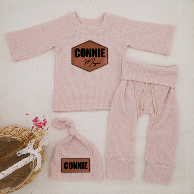 Personalized Baby Cozy Waffle Knit Pajama Set | inSet39