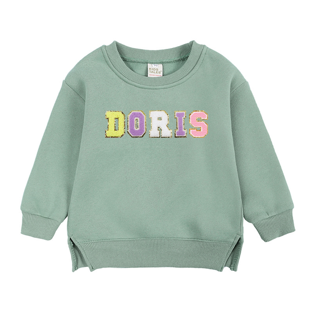 Personalized Kid Chenille Patch Name Crewneck Sweatshirt | insweatshirt57
