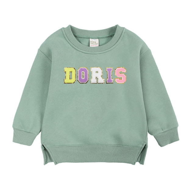 Personalized Kid Chenille Patch Name Crewneck Sweatshirt | insweatshirt57